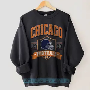 [Sale Up To 30%] + [Free Ship] Chicago Football Sweatshirt, Vintage American Crewneck, Football Fan T-Shirt & Sweatshirt Unisex Crewneck Made in 100% Cotton, Design & Printed In The USA