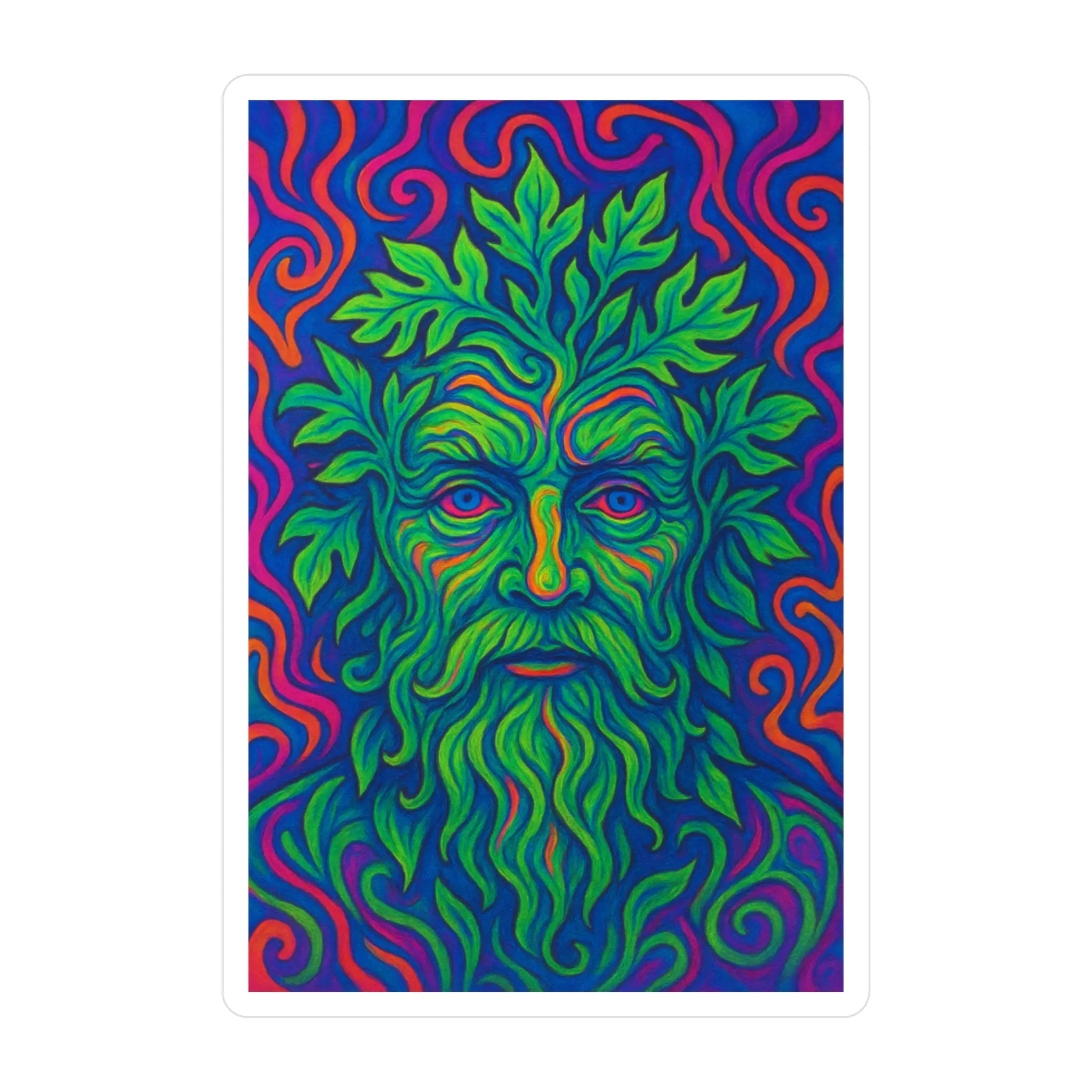 Green Man Decal Stickers - High-Quality Reusable Removable Eco-Friendly Satin Kiss-Cut Vinyl, Water-Resistant, 3x4 in, Available in 4 Sizes, Sleek Custom Sticker Wall Arts, Home Decor Gift for Nature Lovers, Decal Sticker