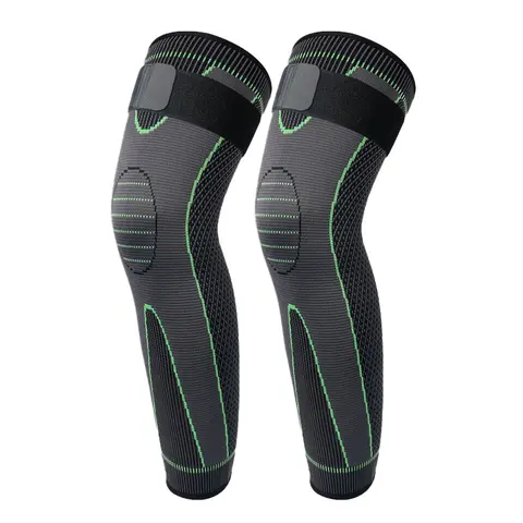 Unisex 2-Pack Full Leg Compression Sleeves with Self-Heating Acupressure Knee Brace, Breathable Warm Protection for Sports Support, S