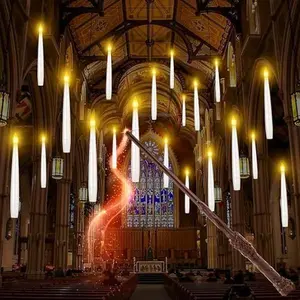 MAMXUAN,Floating Candle with Magic Wand, Battery Required Magic Hanging Candle, Flameless Flickering Warm Light LED Candle, Decor for Wedding, Party, Home Decor Safety Lightweight Remote Floor Lamps Decoration Gift Halloween Magical Set Tree lamp
