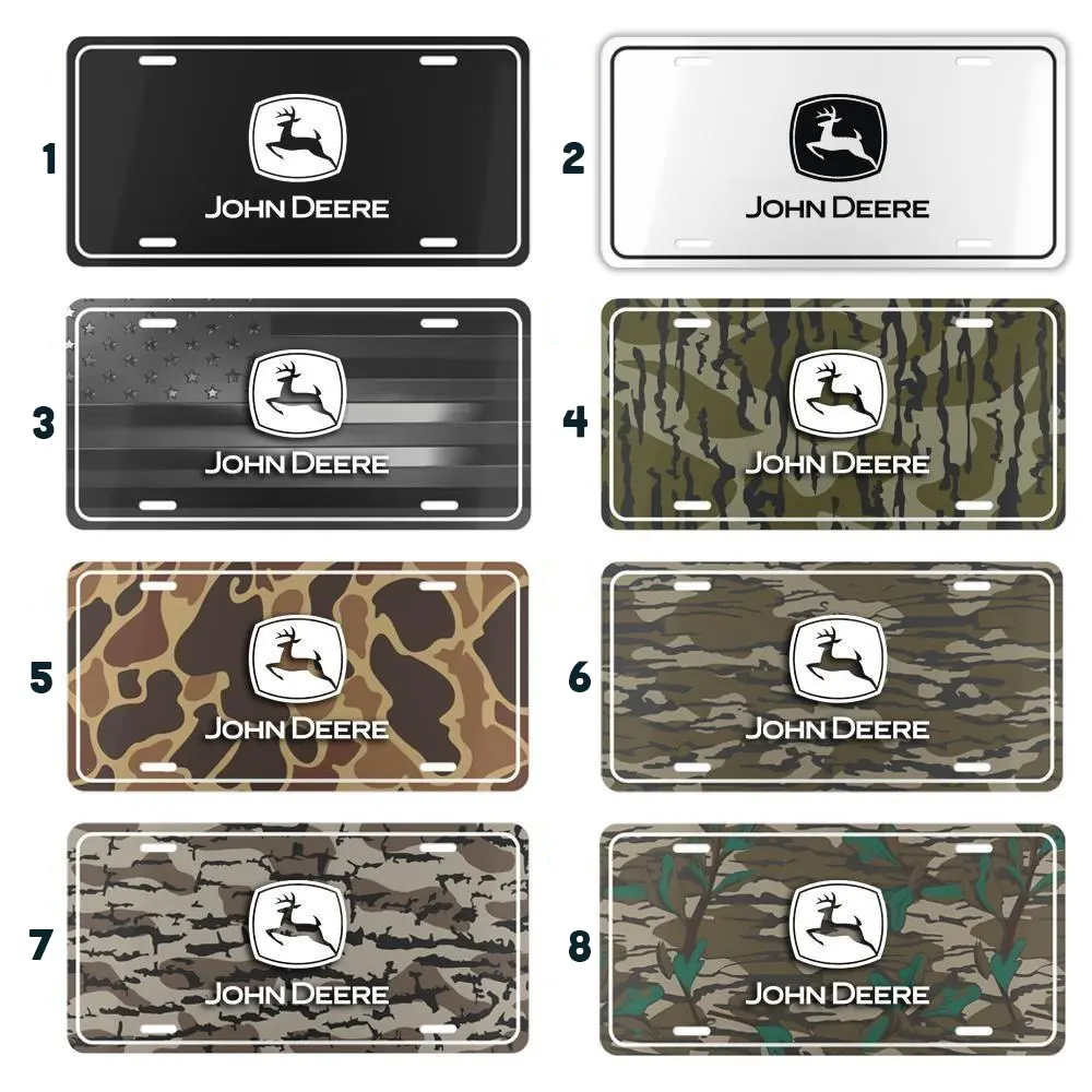 J0hn Deer Tractor Camo Decorative License Plate, 12x6 Aluminum Farm Equipment Faith Tag, Christian Farm Vehicle Decor Gift