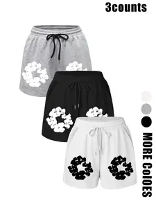 Women's Drawstring Waist Loose Graphic Shorts, Casual Pocket Track Shorts for Summer, Ladies Bottoms for Daily Wear