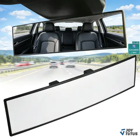 JOYTUTUS 11.81x3.1in Universal Panoramic Convex Extended Rear View Mirrors - High-Quality Glass Clip-On Car Interior Vehicle Accessory, Anti-Drop, Reversible, Easy Installation, Eliminates Blind Spots, Fits Cars/Trucks