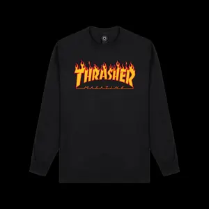 Thrasher Magazine Flame Logo Longsleeve Black ALL SIZES