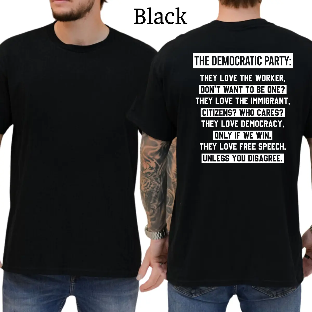 Democratic Party Funny T-Shirt, Patriot Mens Shirts Funny, Conservative Political Graphics Tee, Political Graphics Shirt, Men's Gifts, Casual Menswear, For Men