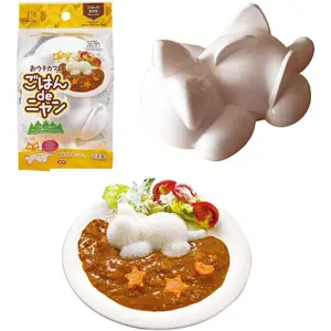 GENIQUE Meow mold for rice Cat Rice Mold, Japan Import, Cute Animal Rice Shaper, Kitchen DIY Lunch Decoration Tool, White, KK-552