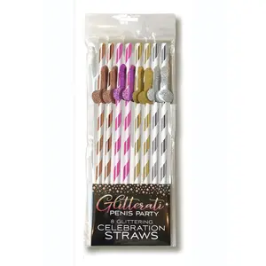 Glitterati Penis Party Tall Celebration Straws