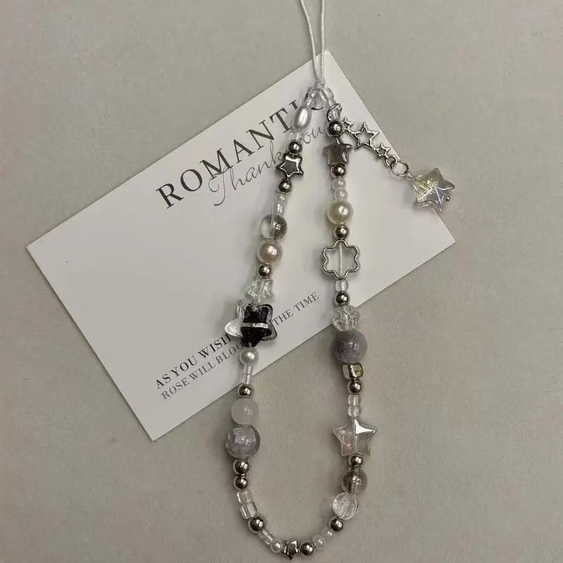 Fashion Beaded Phone Strap with Star Beads, Cell Phone Charms, Personalized Cellphone Accessory for Smartphone Camera Earphone, Unique Gift Decoration, Cell Phone Accessories