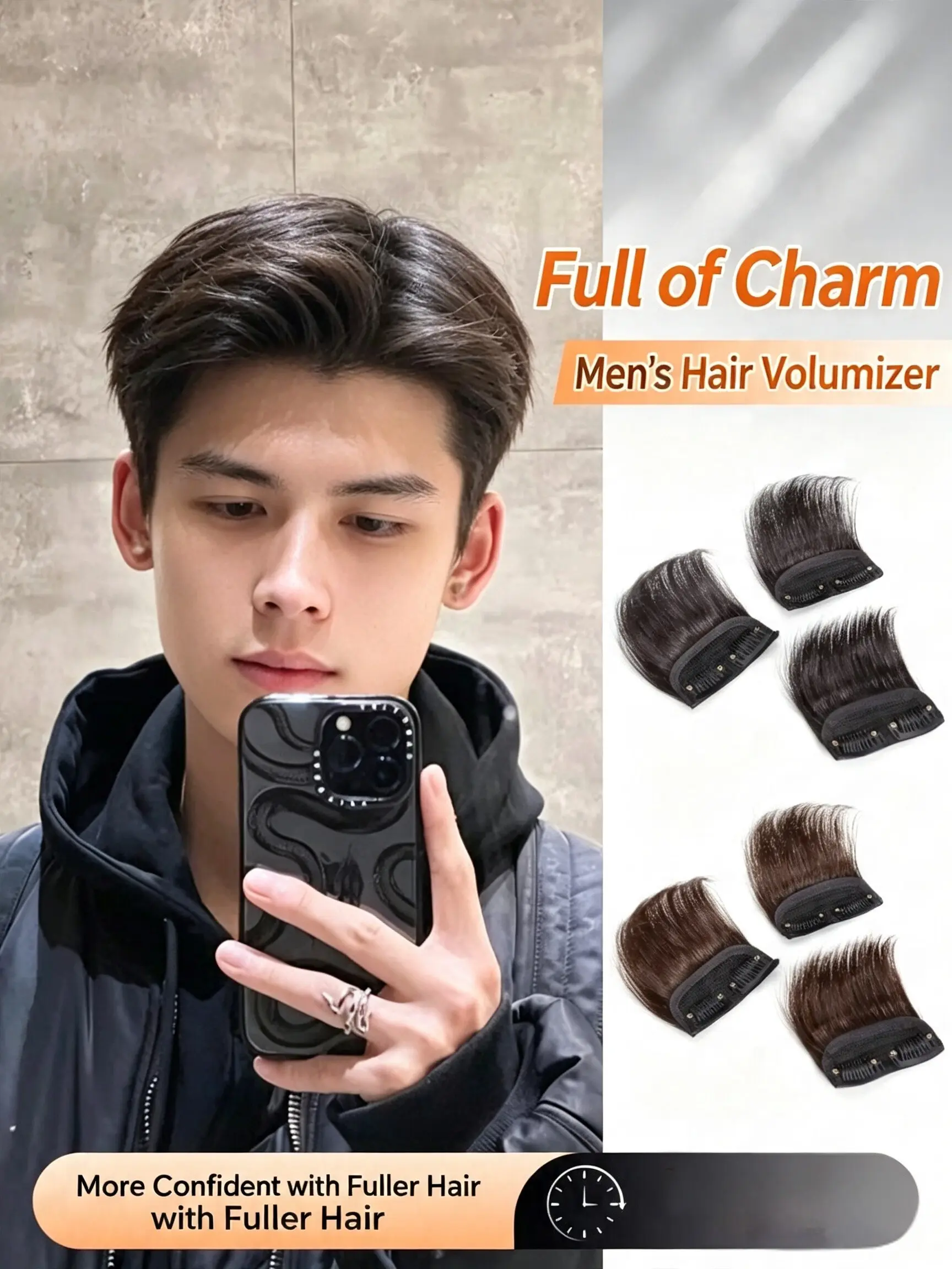 Clip In Hair Topper For Men – Invisible Crown Volumizer For Thinning Bald Spots, Natural Undetectable Thin Flat Hair Solution