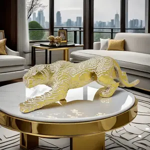 Dynamic Geometric Leopard Statue, Modern Art Sculpture, Handmade Animal Figurine, Home and Office Decor, Perfect Living Room Accent