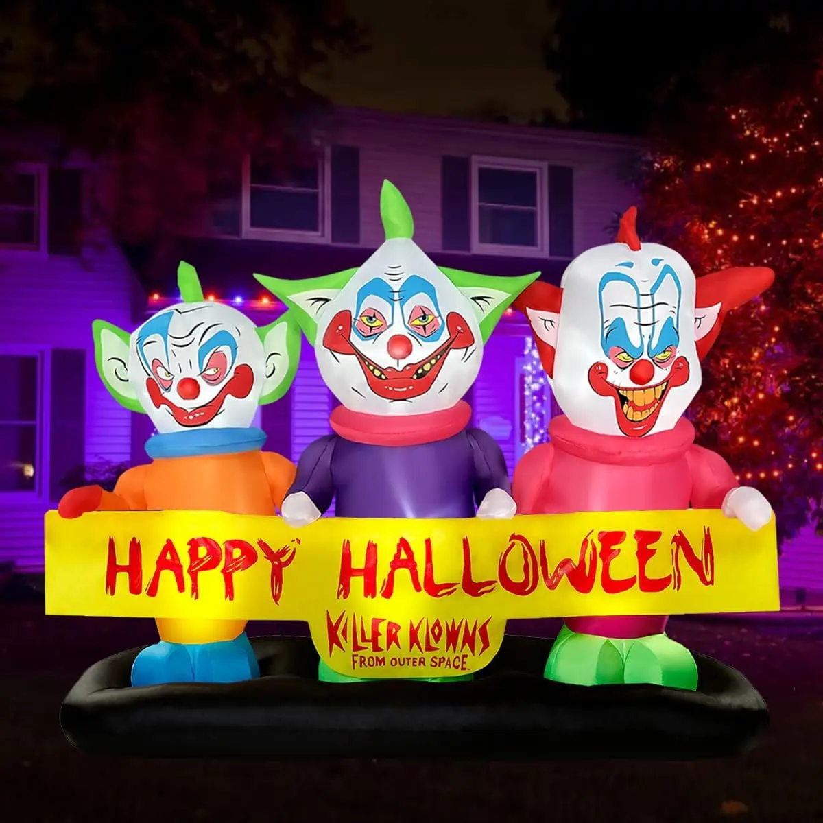 6Ft Long Halloween Inflatable Three Killer Clowns Decoration Blow up Decor for L BLOWOUT FUN