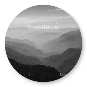 360 stand 5x5 ft Round Gray Namaste Monochrome Rug, Indoor/Outdoor Motivational Print with Quotes, Home Decor Carpet, Decorated Area Rugs, Contemporary Decorative Rug, Home Decorative Rug
