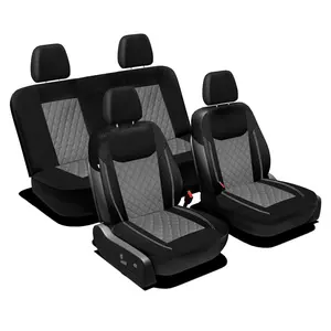 Ultra Modern Quilted Leatherette Seat Covers Full Set - Gray