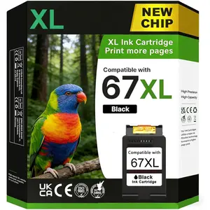 67XL Black Ink  Deskjet 2800e 2855e Ink Cartridges Replacement for  67 Ink XL HP67 HP67XL for DeskJet 2855e 2827e 2800e 4255e 2755e 2700e 2852e 2700 4155e 2734e Envy 6000 6055e 6400