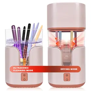 2 In 1 Electric Makeup Brush Cleaner Ultrasonic Cleaner Machine with 95℉ Hot Air Cycle Dryer, IP65 Waterproof, Compatible with Various Brush Sizes Cosmetic Lid