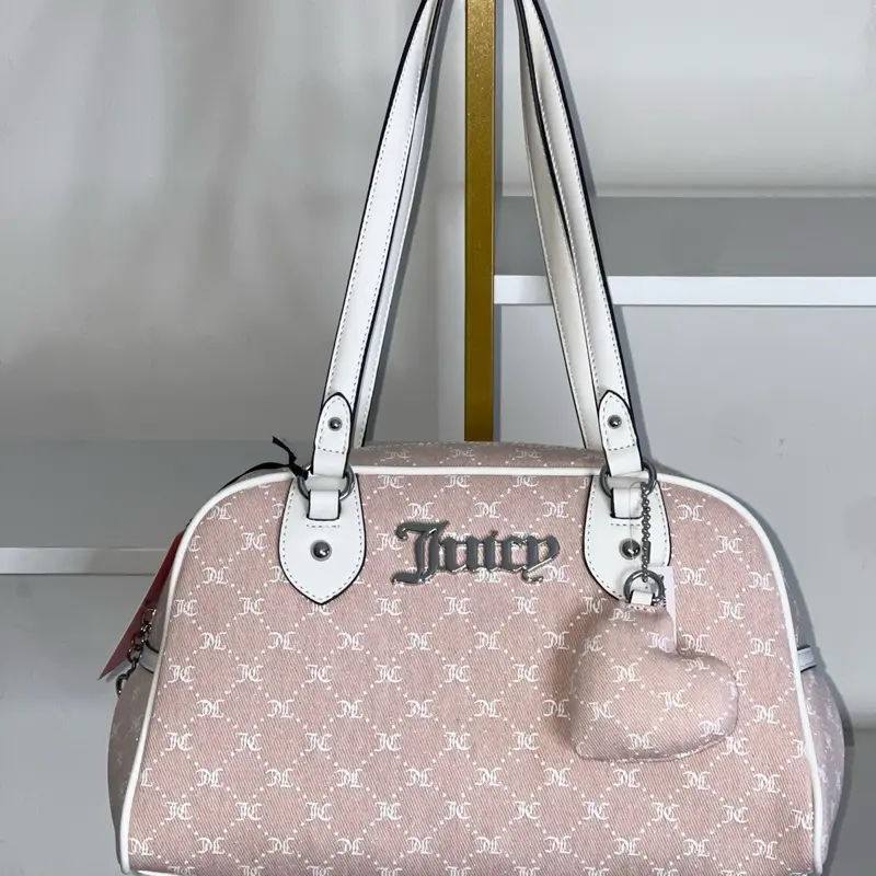 Juicy Couture Denim Pink Silver Girlies Mini Tote