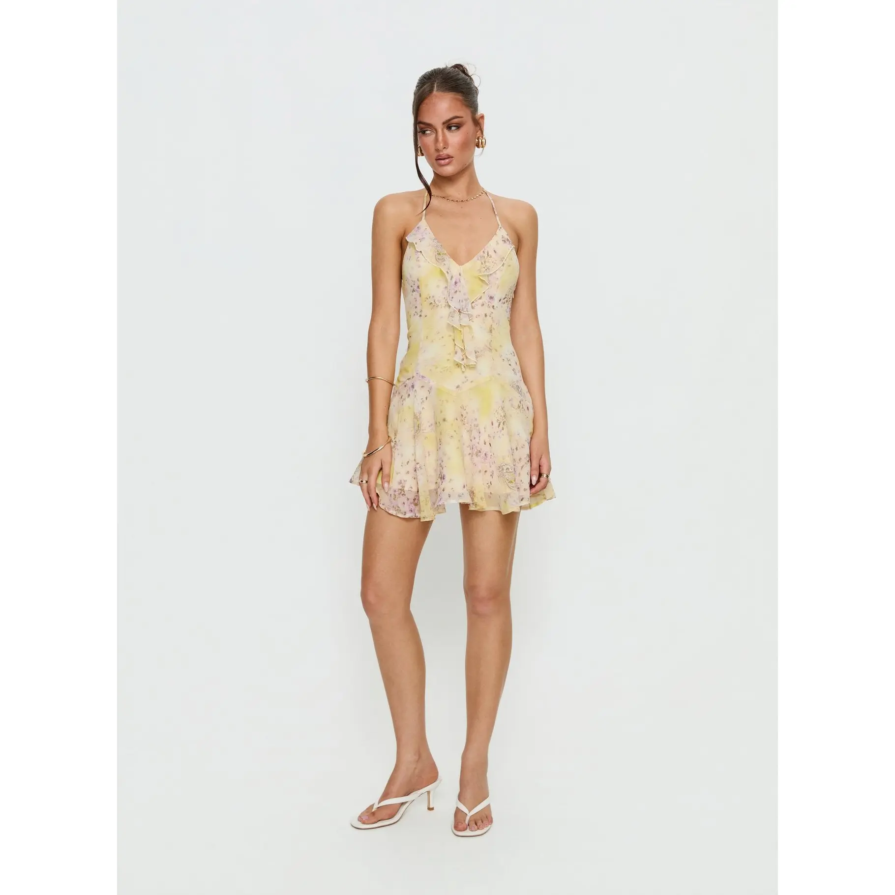 Hey Blondie Ruffle Halter Mini Dress Multi Floral - TikTok Shop Hey Blondie Ruffle Halter Mini Dress Multi Floral - TikTok Shop
