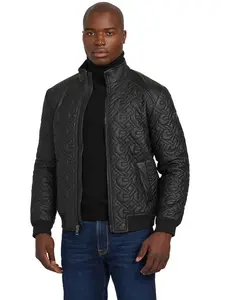 GUESS Male G Chain Quilted Faux-Leather Jacket
