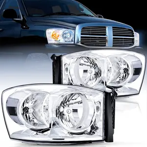 Nilight 2007 2008 2009 Dodge Ram Headlight Assembly 2 Pack Compatible with 2006 2007 2008 Dodge Ram 1500 2006 2007 2008 Dodge Ram 2500 3500 Headlight Assembly Chrome Housing Clear Reflector Clear Lens Truck