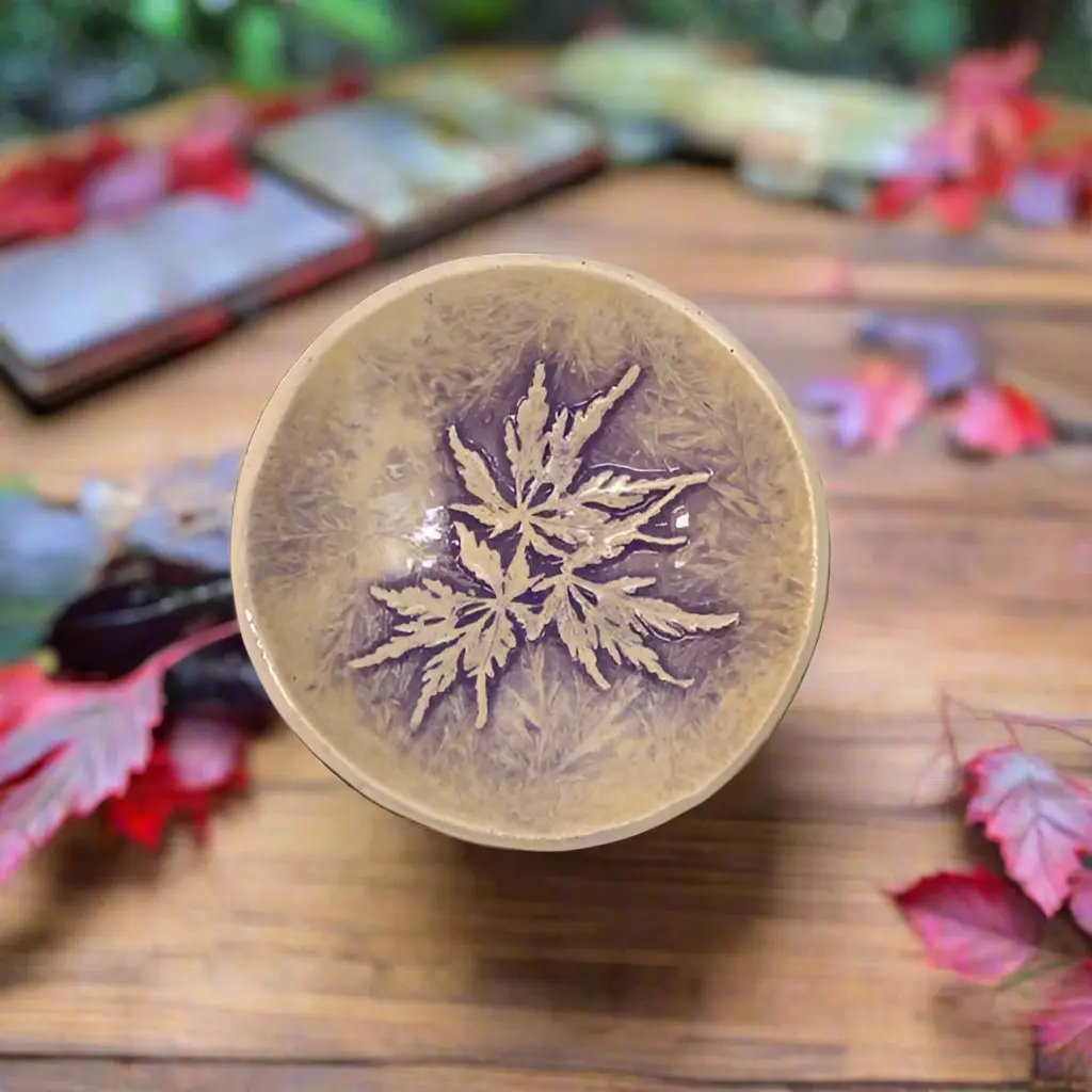 Japanese Maple Purple Pottery Bowl - Handmade Ceramic Tableware