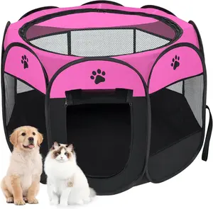 Pet  Playpen for Indoor Cats Enclosed, Portable Foldable  Playpen Outdoor with Zipper Top Cover Door for Dogs, Cats, Small