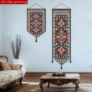 JIT 2D FLAT floral and geometric digital prints, tapestries with tassels, tapestries with tassels, suitable for living rooms, bedrooms, dormitories, and daily decorations