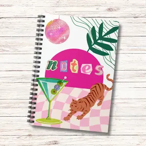Maximalist Spiral Notebook, Maximalist Notebook book, Cheetah Notebook, Vibrant Colors, Martini Glass, Cheetah, Eclectic Stationery