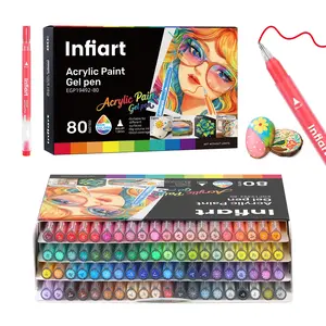 Acrylic Painting Gel Pens Set, 60 & 80 & 120 Colors, Ultra Large Capacity, 1mm Bullet Tip, Ideal for Artists & Beginners, Perfect Gift Box, Art Materials, Coloring Supplies