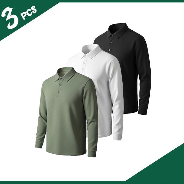 5-Pack Men's Long Sleeve Polo Shirts, Soft and Breathable Versatile, Can be worn for work, golf or everyday leisure