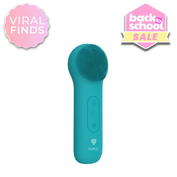 RIKI Radiant Silicone Face Cleansing System with Red and Blue LED Light Therapy, Gentle Heat, and Cooling Vibrations, IPX7 Waterproof, Ergonomic Design Facial Daily