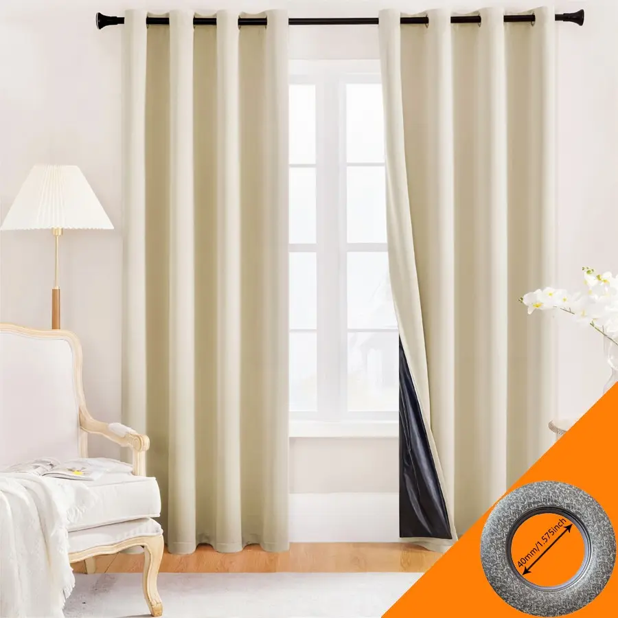 2pcs 100% Blackout Indoor Curtains, Bedroom Dual-Layer Light Blocking Drapes, Solid Color Clearance Sale, Perfect for Home Decor