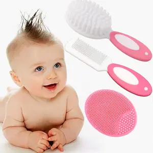3pcs Baby Hair Brush Set, Cradle Cap Brush, Soft Bristles, Ideal for Newborns & Toddlers, Perfect Baby Registry Gift