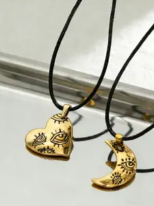 Artistic Eye-Print Necklaces, Love Heart Necklace, Stainless Steel Heart & Moon Pendants, Gold Enamel Craft, Bold Statement Pieces To Nail Your Edgy Style