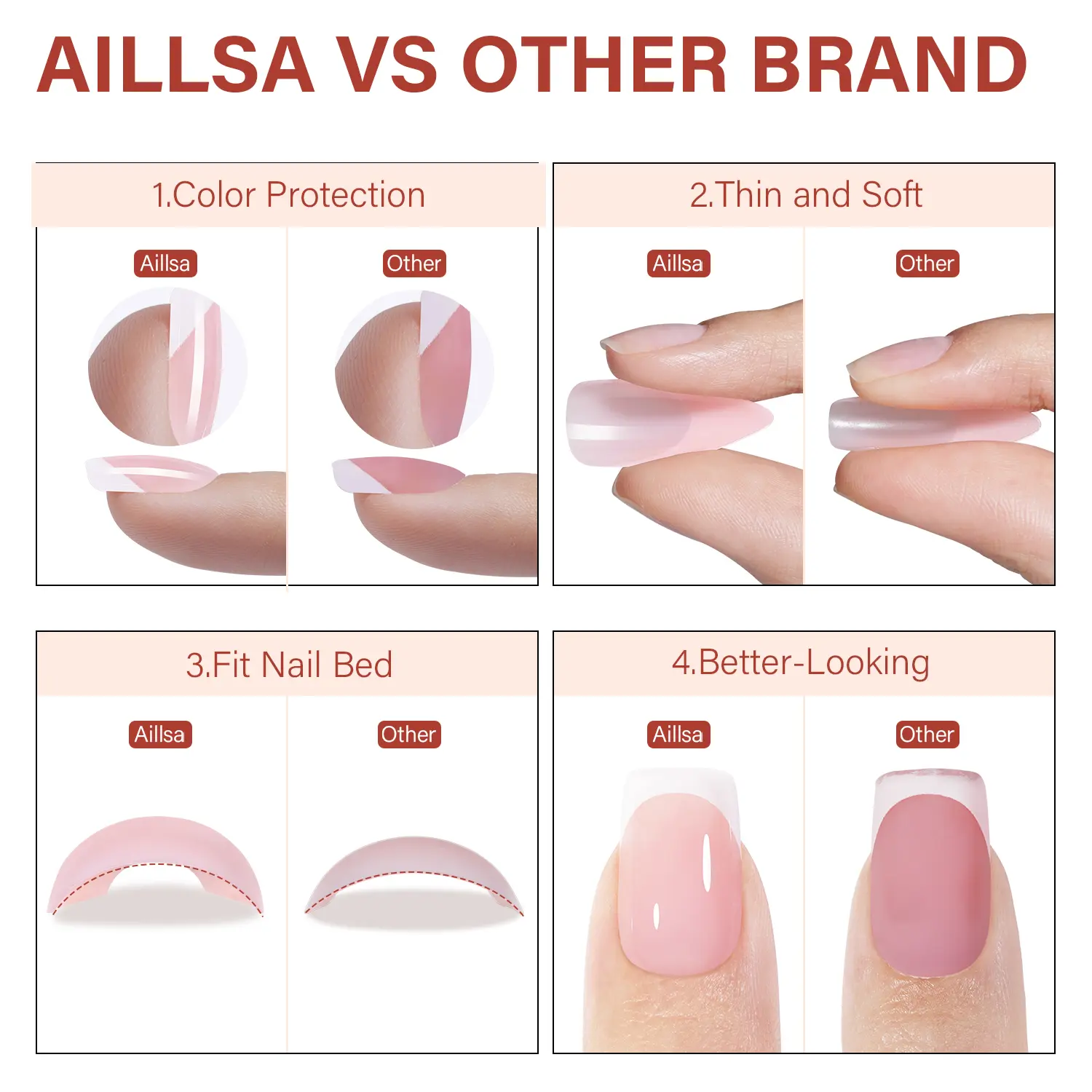 AILLSA French Tip Press On Nails - 180pcs Soft Gel Tips in Square, Stiletto, Almond, and Coffin Shapes for Easy Wear-15 Sizes Fake Nails Extensions AILLSA French Tip Press On Nails - 180pcs Soft Gel Tips in Square, Stiletto, Almond, and Coffin Shapes for Easy Wear-15 Sizes Fake Nails Extensions