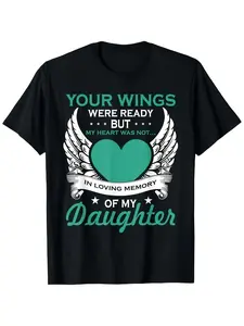 My Heart Was Not In Loving Memory Missing Daughter In Heaven T Shirt Super Soft and Breathable Fabric Casual Wear, Short Sleeves, Regular Fit, Wear All Seasons, Perfect Gift for Casual Wear T-shirts