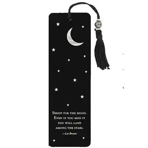 Shoot for the Moon Bookmark - Inspirational Beaded Bookmark with Tassel