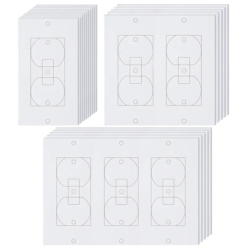 20Pcs EVA Foam Wall Insulation Outlet Sealers - 10x Single Socket, 5x Double Gang, 5x Triple Gang Switch Insulation Gaskets (108x109mm) for Household Electrical Wall, Light Sockets, 10 X Single Socket Insulation Gaskets