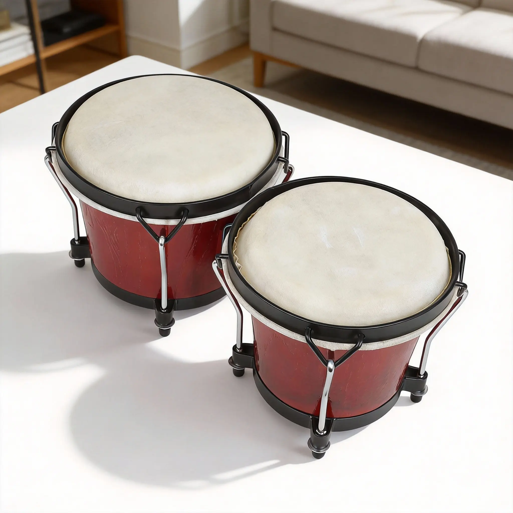 Bongo Drum Solid Wood Hand Bongo with Thick Goatskin Head Tunable Design for Clear Tone Practice Performance and Latin Percussion Music Percussion Instrument