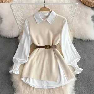 Women’s Elegant Knit Vest – Round Neck Solid Color Mid-Stretch Casual Top for Spring/Summer/Fall, Versatile Layering Essential, Seasonal Fashion | Sophisticated Style, Medium Elasticity, Sleeveless Vests Women’s Wear Fabric Apricot Chic Strap