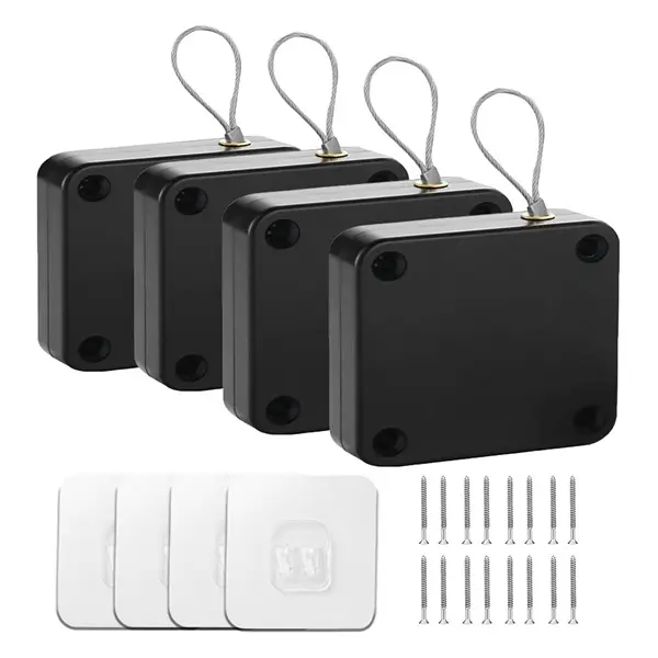 4 Pcs Retractable Automatic Door Closer Tool-Free Installation, Powerful 3.5lb Pull Shuts Doors Completely