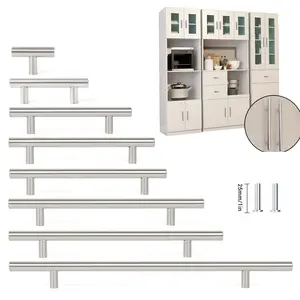 Dazone T Bar Cabinet Pulls Stainless Steel Kitchen Handles Bathroom Cupboard Knobs Soft Touch Finish Modern Design Easy Installation Silver Color