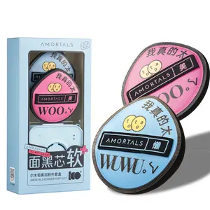 AMORTALS Black & Pink Makeup Puff Set 2PCS Soft Powder Puff for Foundation Wet & Dry Use