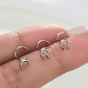 Oufer 20G 3PCS Nosril Ring Pack Septum Design Shape Top Nostirl Piercings 316L Stainless Steel