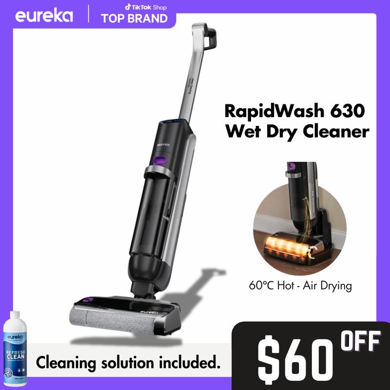 Eureka RapidWash 630 Cordless Wet Dry Cleaner 170° Reclinable Hot Air Drying Self Cleaning Vacuum Mop Combo for Hard Floors Pet Hair Sticky Messes Jumpstart Sale