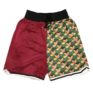 Demon Slayer Giyu Tomioko Basketball Shorts Sport Splicing Sport Knee Pants with Pockets Quick Dry Beach Shorts