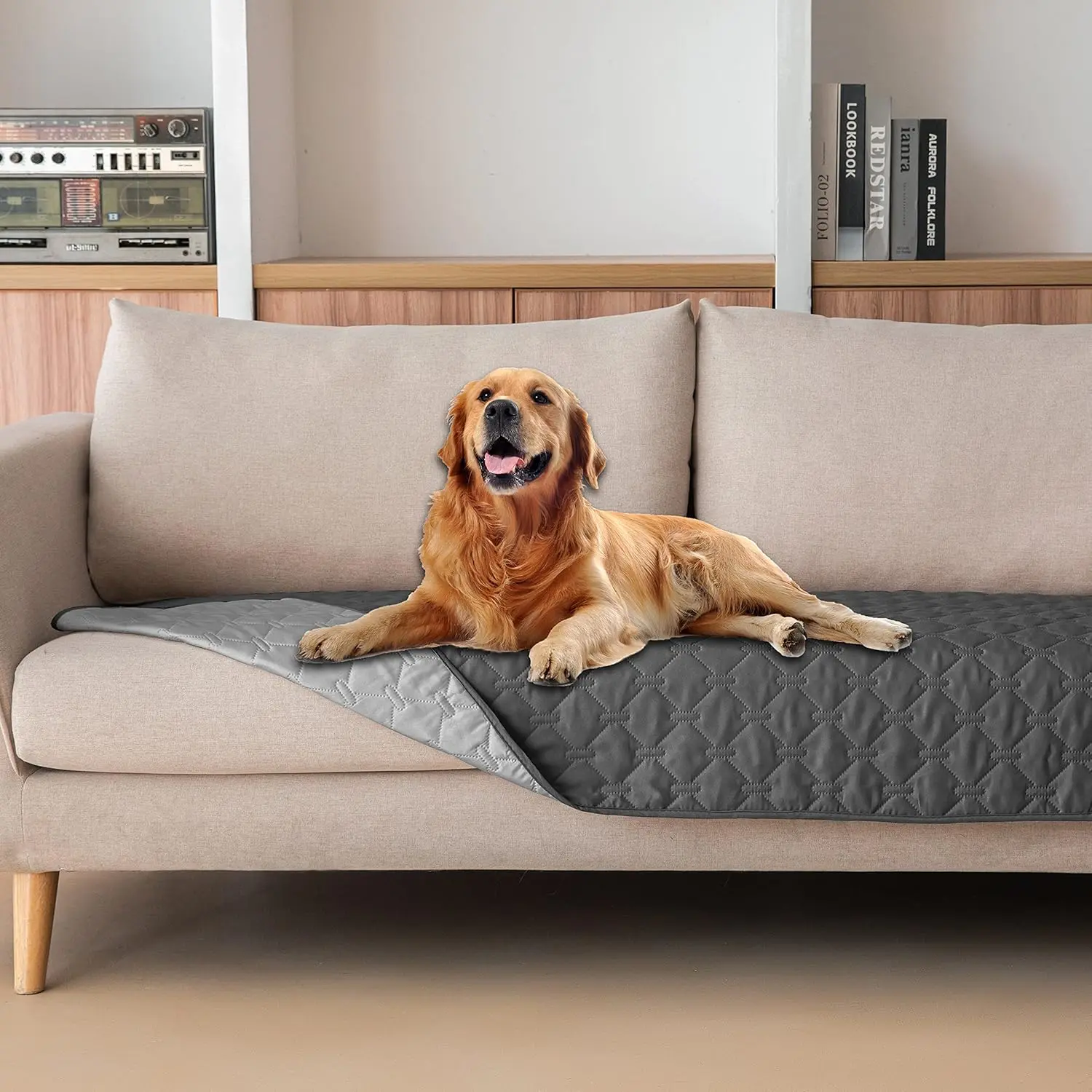 3X Stronger Waterproof Pet Blanket, Scratch Proof Furniture Protector for Dogs Cats, Reversible Cover 30x70 Inch, Dark Grey/Light Grey
