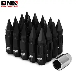 J2 Engineering 7075 Aluminum M12X1.5 16Pc 80mm Spiky Cap Lug Nut 4Pc Lock