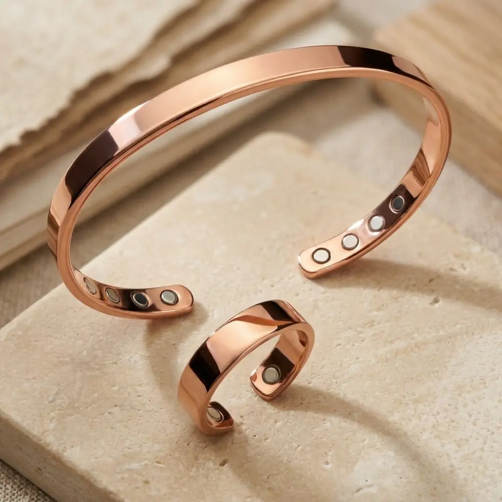 Unisex Classic Pure Copper Bracelet - Handmade Magnetic Cuff with Easy-to-Adjust Fit, Wellness Jewelry for Father's Day Gifts, Ideal for Copper Jewelry Collectors, Collectibles, Anniversary Gifts, Adjustable, Birthday, Casual, Mother's Day Gifts