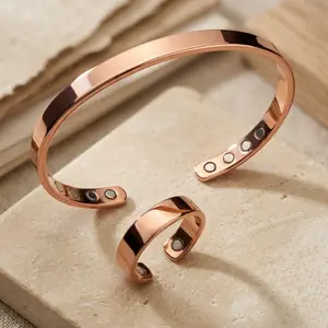 Magnetic Copper Bracelet for Men and Women, Adjustable Pure Copper Cuff, Handmade Wellness Jewelry