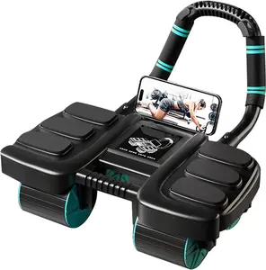 2024 4-wheel abdominal roller, automatic recovery, with elbow support, helps tighten abdominal muscles, train core muscles, suitable for home gym.